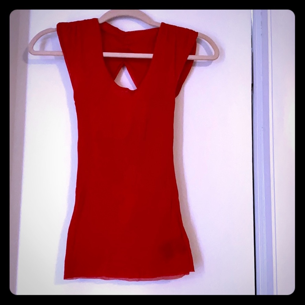 Red sheer top